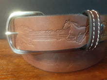 Load image into Gallery viewer, 100% Full-Grain Leather Belt Track Horse Design

