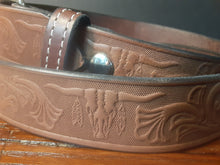Load image into Gallery viewer, 100% Full-Grain Leather Belt Western Steer Design
